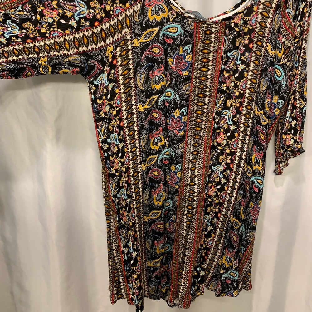 Patterned Shoulder Cut-Out Dress